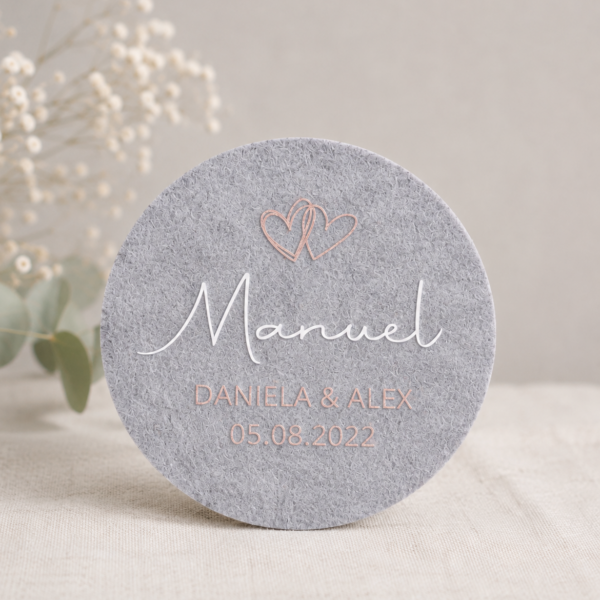 Alternative view of Personalisierte Filzuntersetzer mit Namen – Gastgeschenk & Namensschild zur Hochzeit 'dunkelgrau'